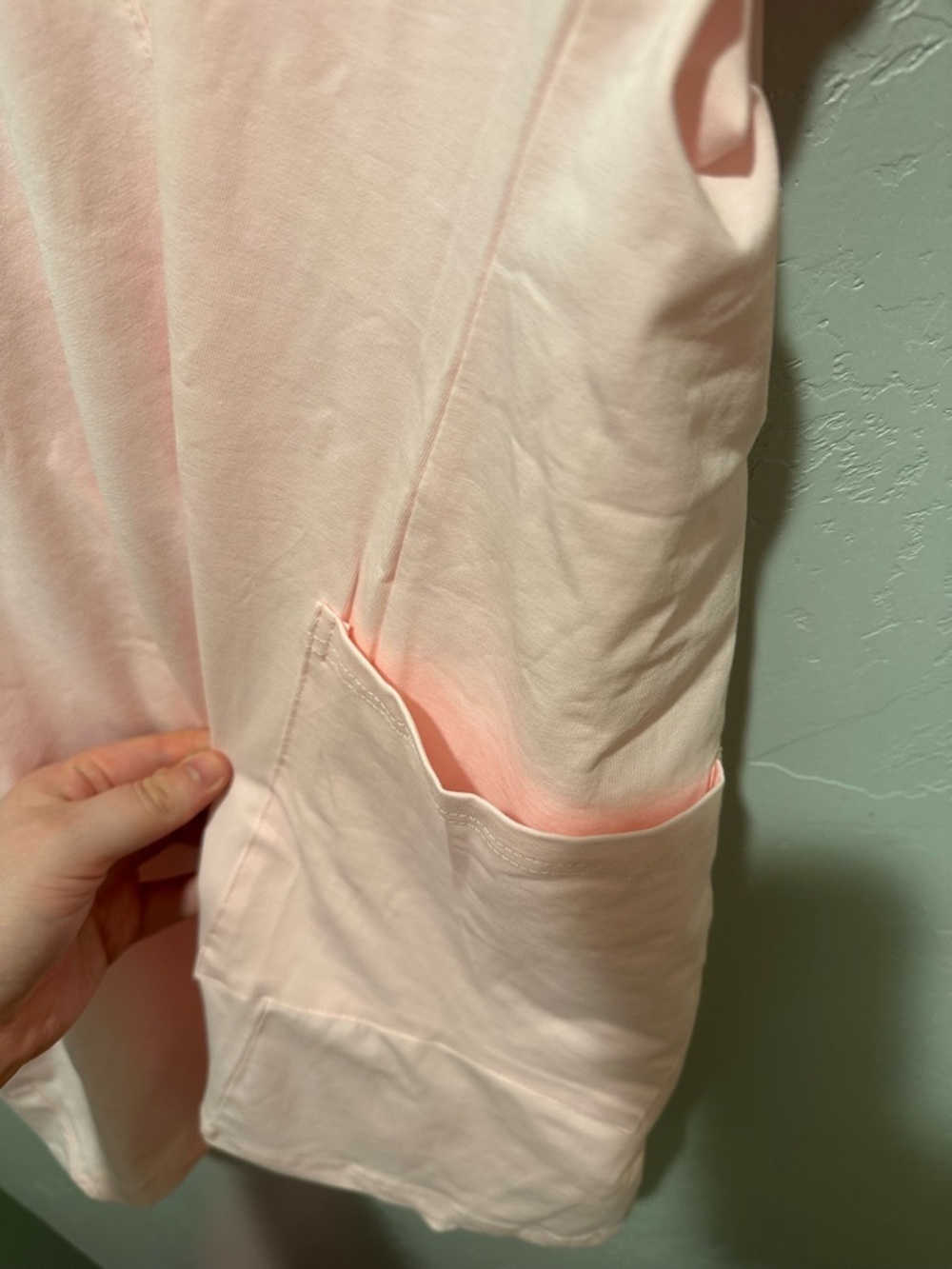 Light Blush V-Neck Tee Dress with Size Tag - Picture 6 of 10